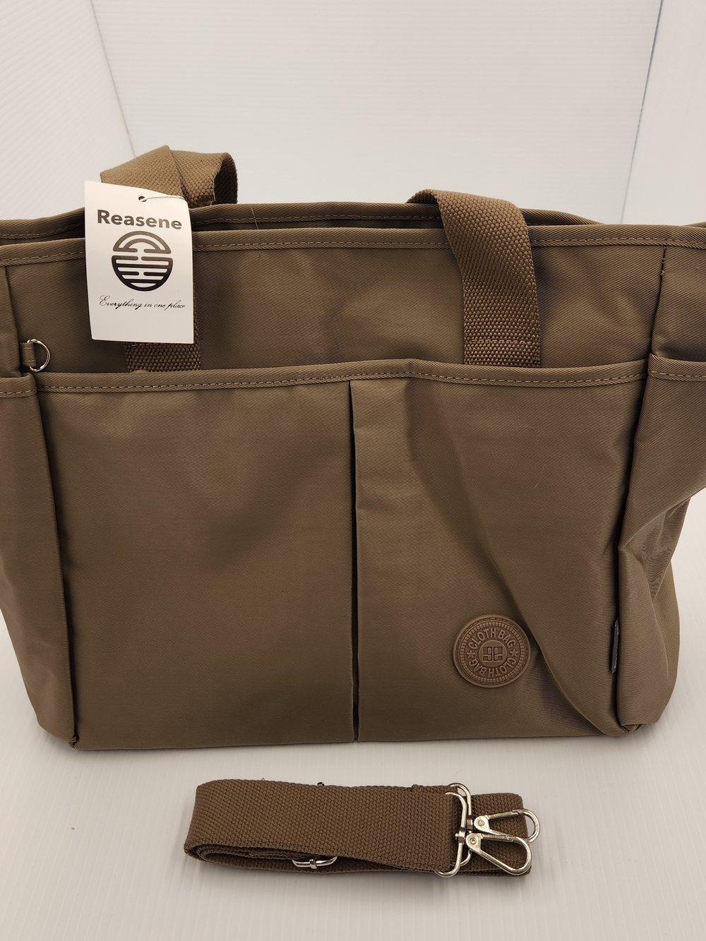Reasene Canvas Cloth Tote Bag & Crossbody – Brown